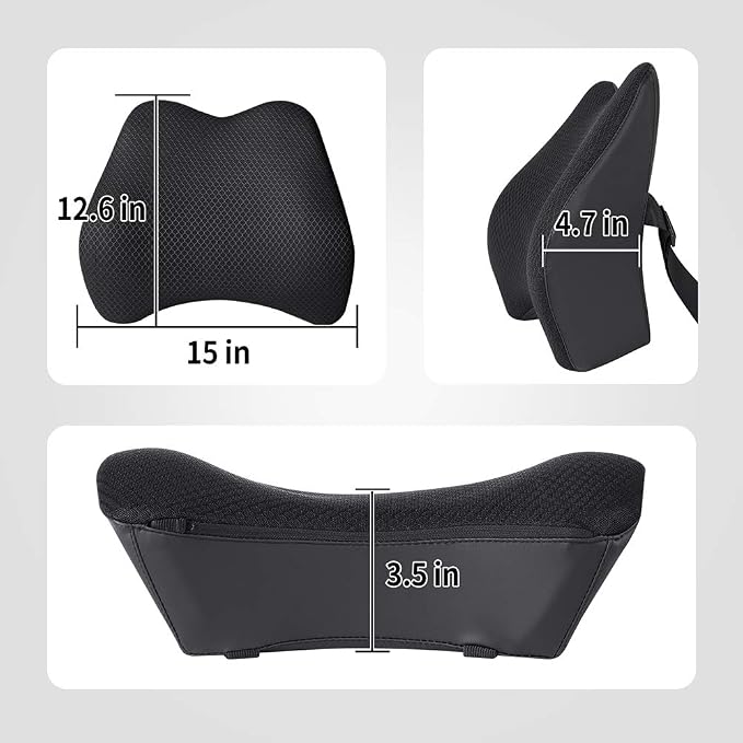 Memory Foam Lumbar Support Pillow for Car - Back Support for Car Seat (Black) - Image 8