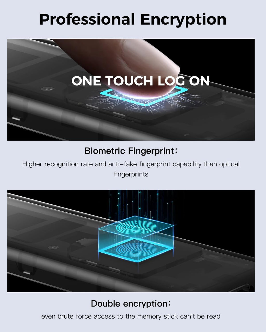 NEWQ 2TB Touch Portable SSD with Fingerprint Encryption USB-C - Image 3