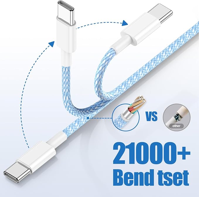 USB C to C Charging Cable 10ft, 60W Fast Type C to C Charger Cord Long for Apple iPhone 17 Pro Max/17 Air/16 Pro Max/15 Plus, MacBook Pro 2021/2020/2019,iPad 12.9/11 inch/Mini/Air 5/4,Samsung Galaxy - Image 3