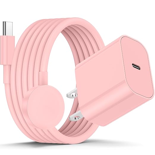 Apple Watch Charger Fast Charging, USB C Magnetic iWatch Fast Charging Cable Cord 6ft and iPhone Type C Wall Charger Block Plug for Apple Watch Series Ultra 2/Series 11/10/9/8/7/SE/6/5/4/3/2-Pink by CSXZCOON