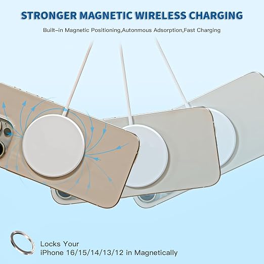 Magnetic Wireless Charger for iPhone,2 Pack Apple Magsafe Charger 10FT Long | Fast Charging Pad iPhone Wireless Charger with USB C Charging Block for iPhone 17 Pro Max/17e/17 Air/16 Pro/15/14/13/Air-Pods - Image 3