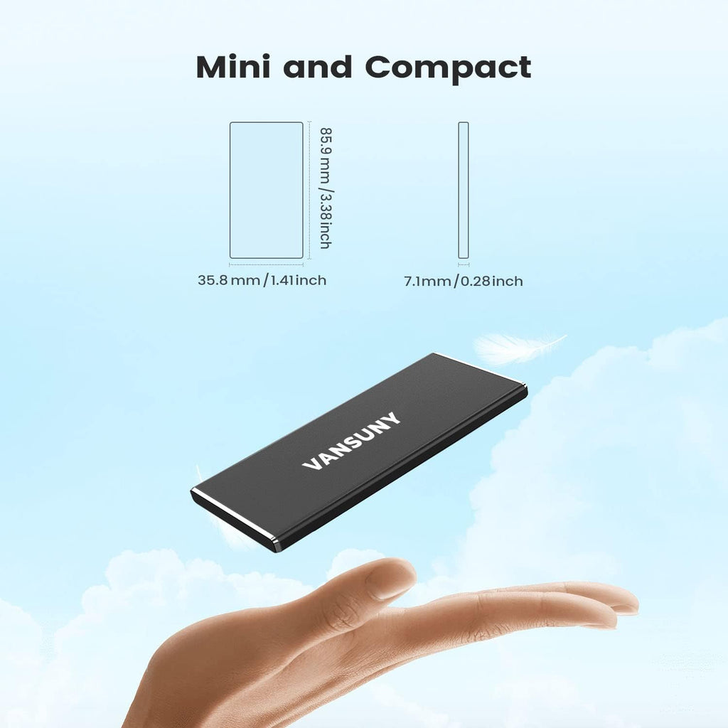 Vansuny 1TB Portable External SSD, USB 3.1 Gen2 500MB/s High-Speed Data Transfer, Metal USB C Mini Portable External Solid State Drive for PC, Laptop, Phones and More - Image 3