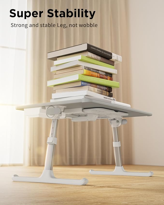 SAIJI Laptop Desk for Bed [XXL Extra Large] with Upgraded Book Stand | Multi-Purpose Lapdesk Bed Tray Desk for Working Writing Reading Drawing (Grey) - Image 6