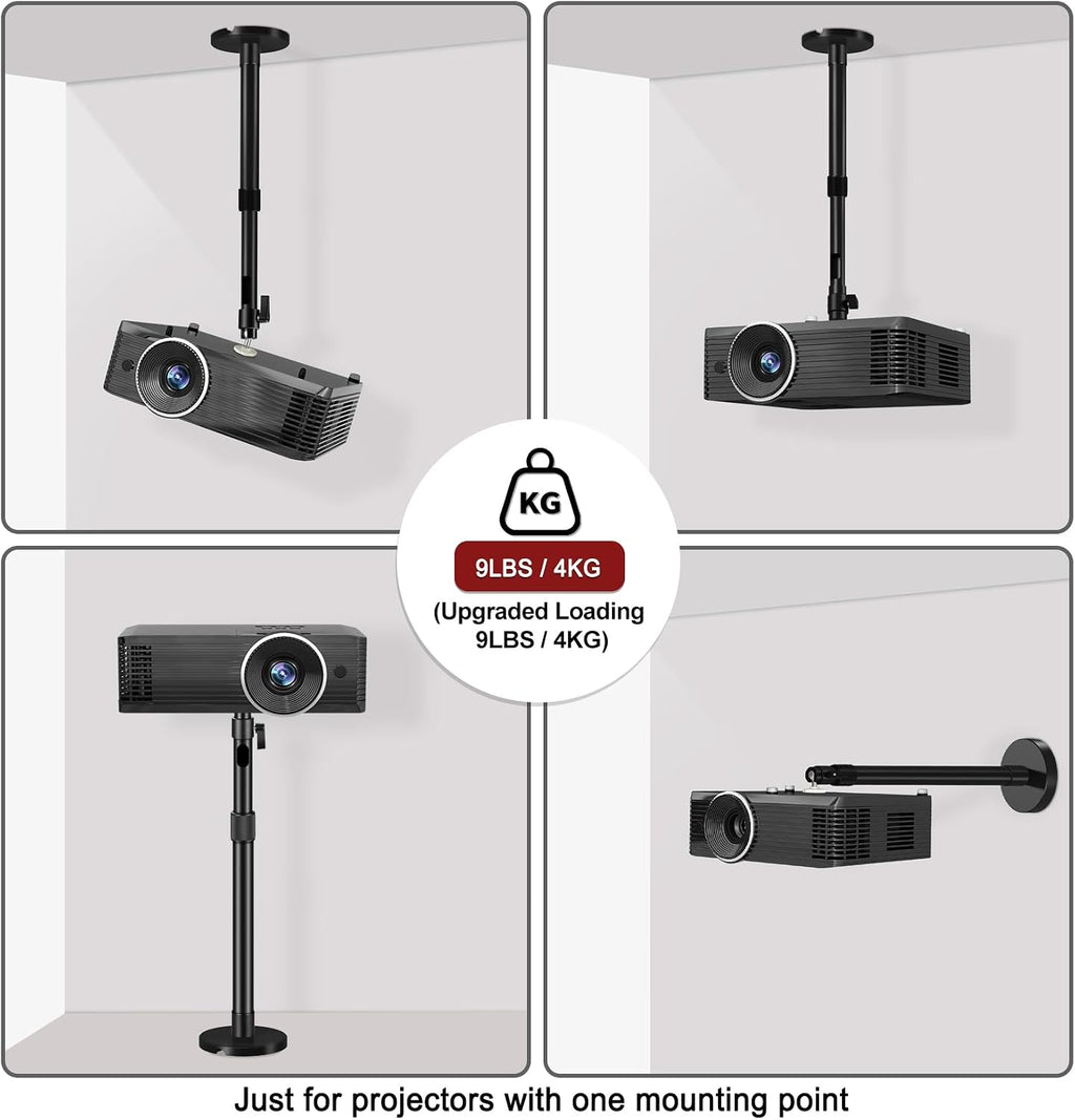 2-Be-Best Ceiling Projector Mount Bracket Adjustable Projector Mount Compatible with Aurzen, TMY, HAPPRUN, Yaber, & More (Black, 14-24“) - Image 4