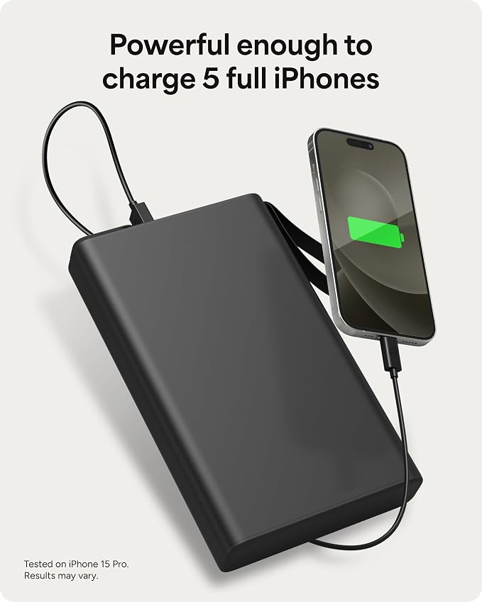 mophie powerstation pro AC (2023)-27,000 mAh External Battery compatbile With MacBook&iPad Portable PD battery with 100W of AC&60W USB-C Fast Charge integrated carry strap-USB-C cable included, Black - Image 3
