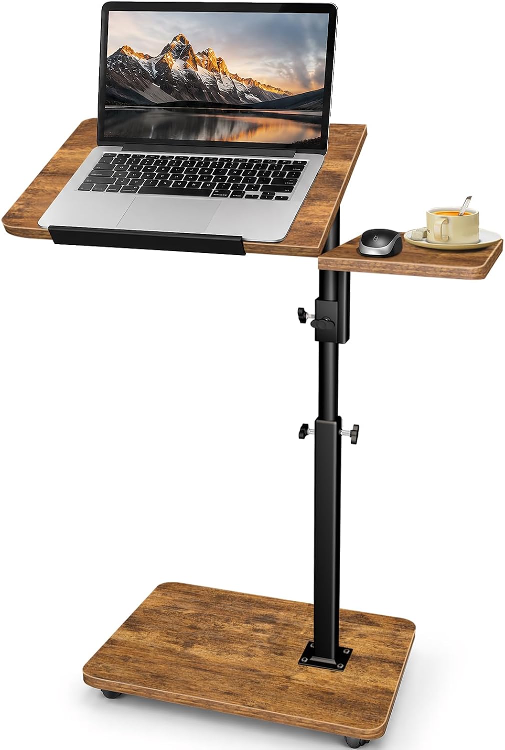 End Table Adjustable Height, 22.8"L Side Table Tv Tray with Wheels, 90° Tilting Panel Couch Table That Slides Under, Small End Table for Small Spaces, Overbed Bedside Desk Mobile Rolling Laptop Stand by HENAYUK