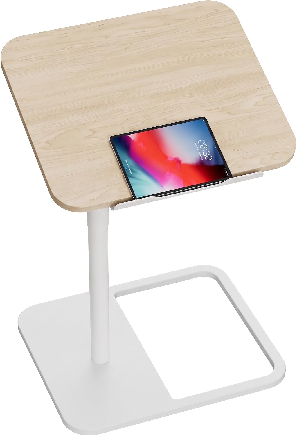GOYLSER Large Adjustable Height Sofa C Table, 360° Swivel/180° Flip-Over Panel Side Table with Tablet Slots for Small Spaces, Morden TV Tray Couch Tables for Dinner Eating (Maple) by GOYLSER