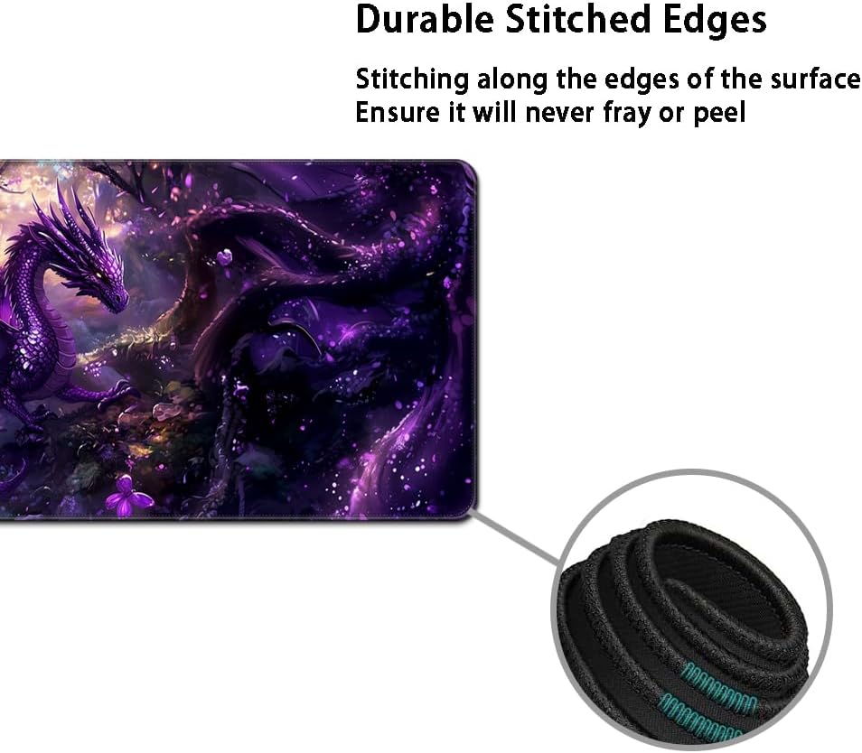 MIBITRI Keyboard Mouse Pad Set, Extended Gaming Mouse Pad+Ergonomics Keyboard Wrist Rest Support, Memory Foam, Easy Typing Pain Relief, 4Pcs XXL Ultra Thick Desk Mat, Dragon - Image 4