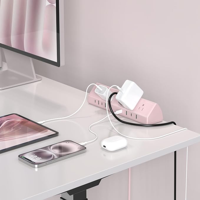 Jgstkcity Desk Clamp Power Strip USB C 45W,8 USB,10FT,Purple | Surge Protector 1200J,Fit 1.96'' Tabletop Edge Mount,1875W Extension Cord,15A Switch,ETL Listed,Office,Gaming,Dorm - Image 4