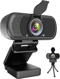 1080P Webcam with Mic Privacy Cover Tripod Stand 110 FOV PC | 1080P webcam with built-in microphone, privacy cover, tripod stand, 110 degree wide angle, USB plug and play for PC laptop by HZQDLN
