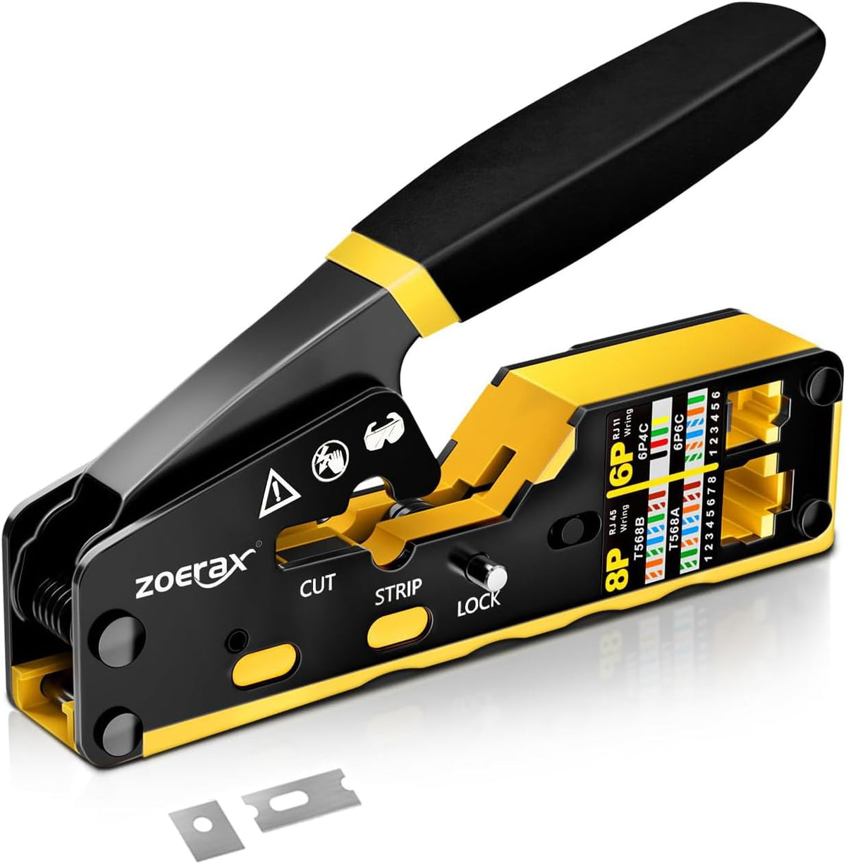 RJ45 Crimping Tool Ethernet Crimp Tool Crimper, Yellow by ZOERAX