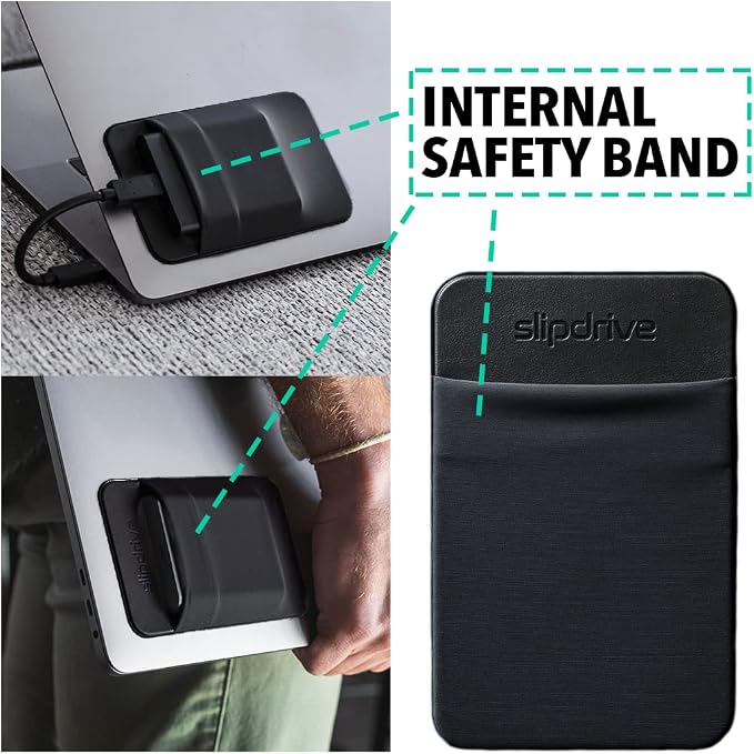 Slipdrive - Portable Hard Drive Sleeve for Laptop - SSD Solid State Drive - Reusable Adhesive - Stick on External Hard Drive Carrying Case - Pocket Pouch (Small, Black) - Image 5