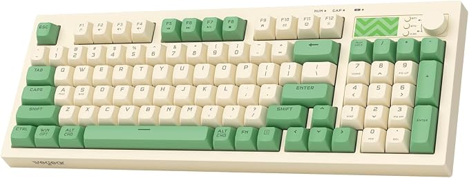 wegear Pastel Wireless Keyboard, Computer Gaming Keyboard -Green | with Media Knob, Tri-Mode Bluetooth/2.4GHz/USB-C Wired, Backlit, 94 Keys, Cute Creamy Keyboard for PC, Mac by wegear