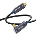 USB C Fiber Optic Cable Right Angle 33 FT, 10Gbps USB 3.2 Gen2 Active USB C Cable(No Power), Ultra Slim & Long Distance for Business Solution,Logitech 4K Camera,VR/AR,Video Conference by DavVision