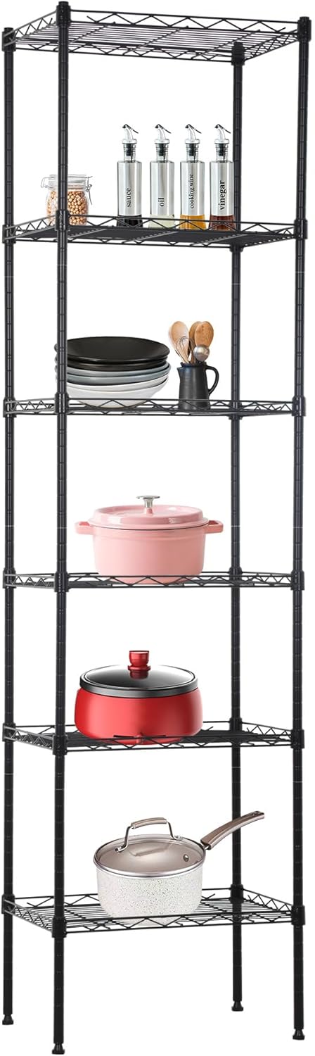 BestOffice | 6-Tier Wire Shelf | 17" x 12" x 64" | Black by BestOffice