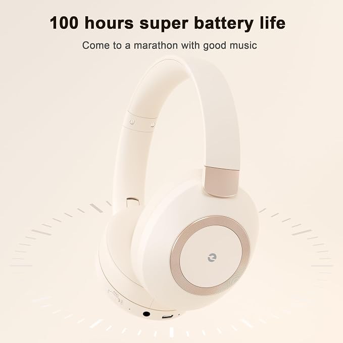 Active Noise Cancelling Headphones, 100H Playtime Headphones Wireless Bluetooth, Bluetooth Headphone with Microphone, Over- Ear Wireless Headphone with Deep Bass for Travel - Image 3