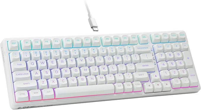 HUO JI E-Yooso Creamy Mechanical Keyboard Wired, RGB Backlit, White | Hot Swappable, Pre-lubed Linear Switches, Gasket Structure, Sound Dampening Foam, 99 Keys Custom Gaming Keyboard for PC/Mac by HUOJI