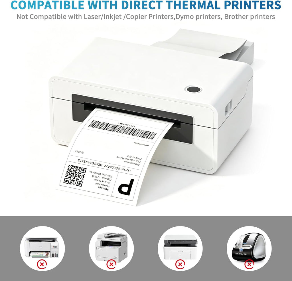 9527 Product Fanfold 4 x 6 Direct Thermal Labels White Perforated Shipping Labels, 1000 Label per Stack,1 Stack - Image 5