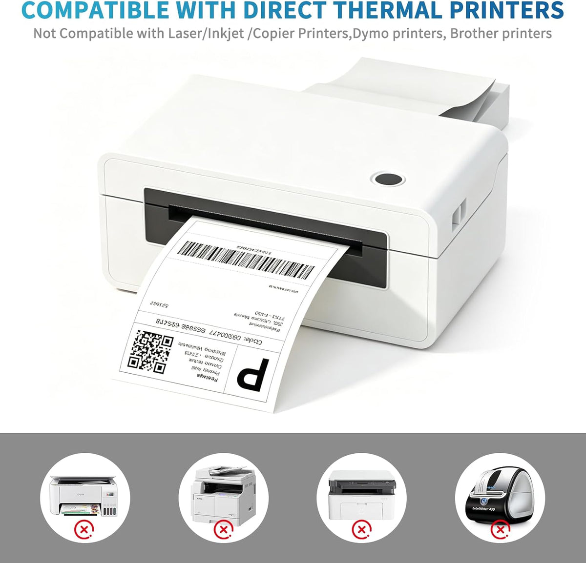 9527 Product Fanfold 4 x 6 Direct Thermal Labels White Perforated Shipping Labels,2 Stack,Total 2000 Labels - Image 5