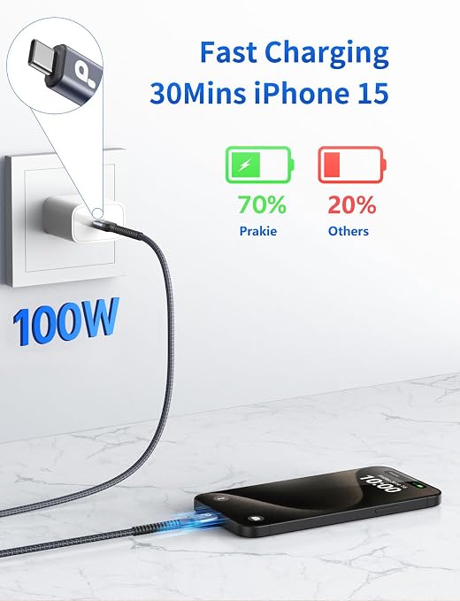 Extra Long USB C to USB C Cable 15FT, 100W USB C Cable Fast Charging Cord | Upgraded Durable Braided USB C Cable for iPhone 17 16 15 Pro Max, MacBook Pro, Samsung Galaxy S10 S9 Plus, LG and More-1Pack - Image 2