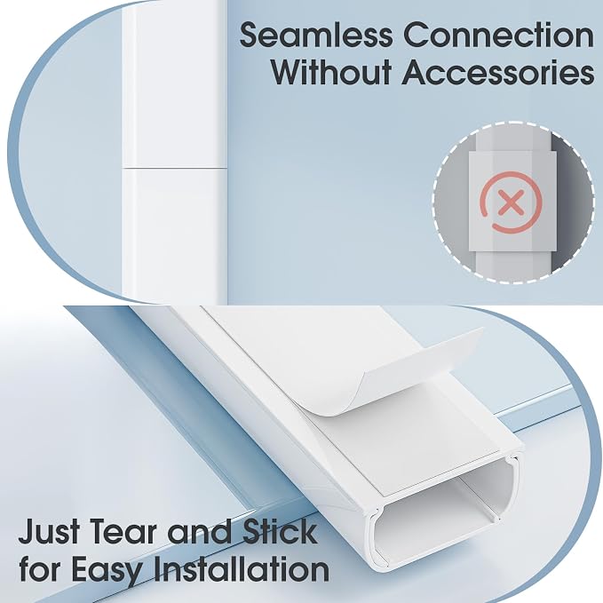 Large Cord Hider - 47in Wire Hiders for TV on Wall, Paintable Cable Hider, X-Large Cable Management Kit, Cord Hiding for Wall, W1.6in H0.8in White - Image 6