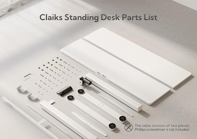 Claiks Electric Height Adjustable Standing Desk, 35x20 Inch, White | Smooth Height Adjustment, 3 Memory Presets, Cable Management Hub&Hook, Stable Steel Frame, 176lbs Capacity, Easy Assembly - Image 7