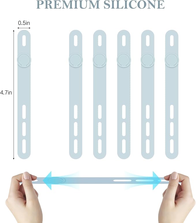 Donruby 30Pcs Silicone Cable Ties, Reusable Cord Organizer Straps, Blue | Adjustable, Multipurpose, 4.7" High-Elasticity Cord Wraps for Bundling Electronics, Home Office School Essentials - Image 2