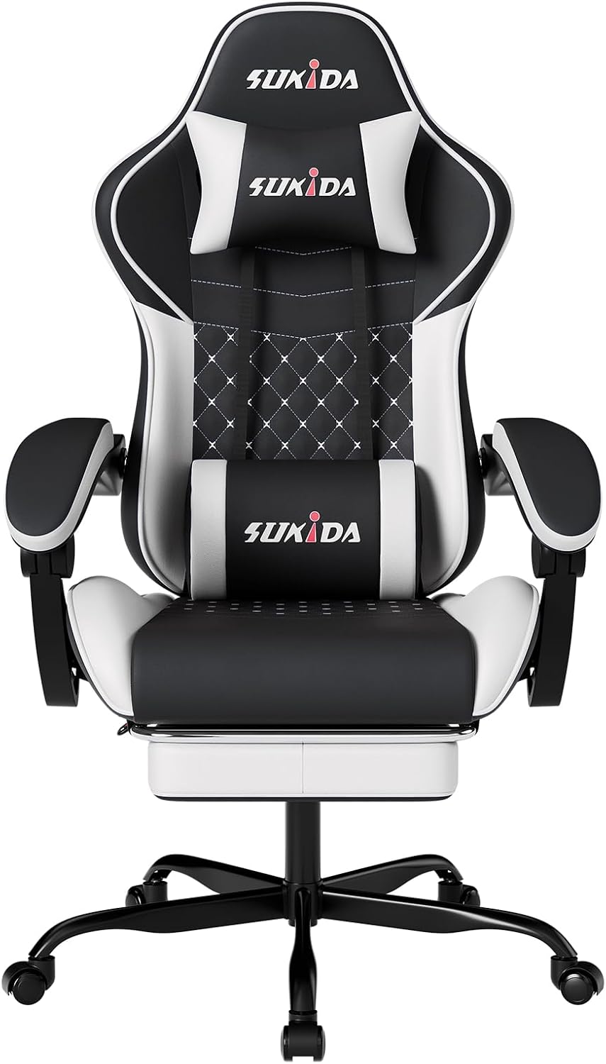 Ergonomic Video Gamer Chairs Gaming Computer Chair Gamer Chairs for Adults Massage Lumbar Support Swivel Height Adjustable Headrest Backrest by SUKIDA