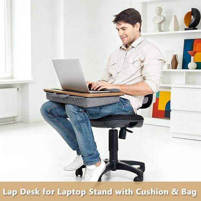 Lap Desk for Bed, Fits 14–17 Inch Laptops | Soft padded suhion,built-in pen slot,compact for bed,couch & travel use - Image 2