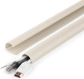 ZhiYo 34in Cord Hider for 2-4 Wall-Mounted TV Wires, 1.4" W x 0.7" H, Beige | Split-Hinge Design for Easy Installation, Half-Round Glazed Finish Ideal for Wall/Baseboard, Self-Adhesive, 2 Pack (17" Each) by ZhiYo
