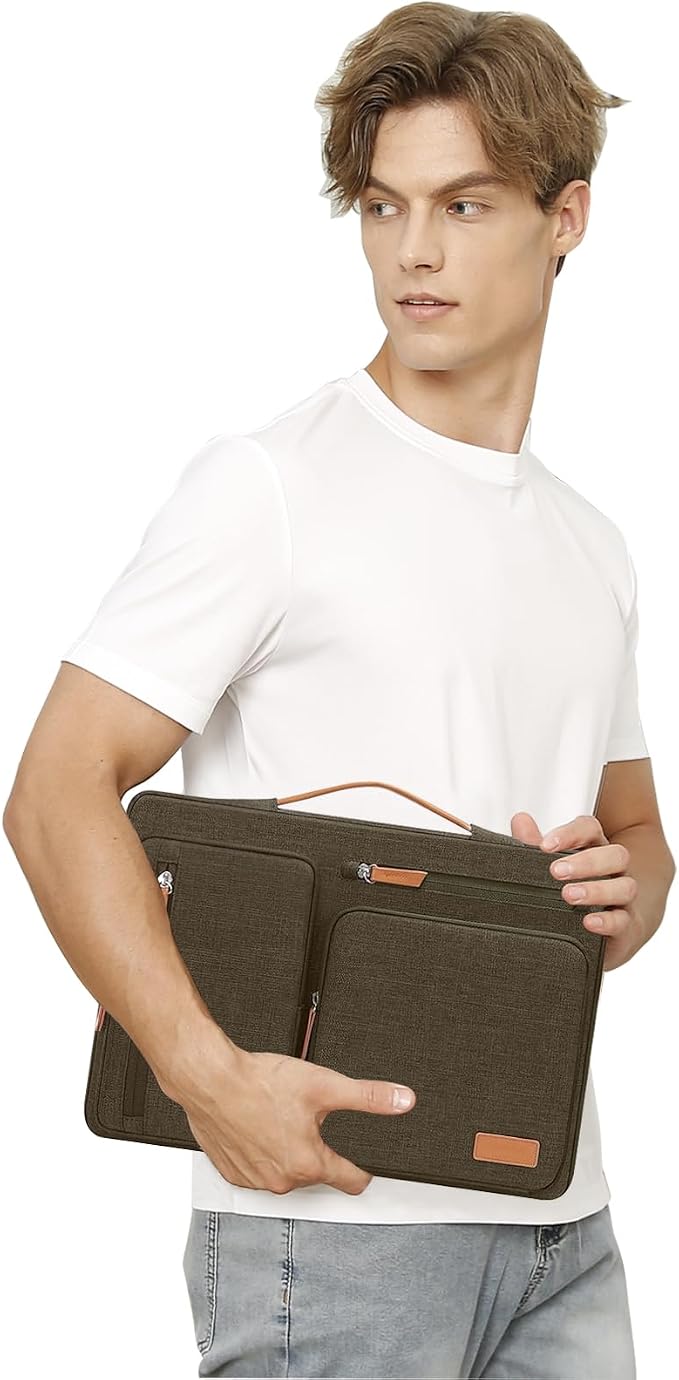 MOSISO 360 Protective Laptop Case 17.3 inch, 17-17.3 inch Laptop Sleeve | Compatible with Dell HP Lenovo Asus Acer Alienware, Side Open Carrying Case with 4 Zipper Pockets, Carob Brown - Image 6