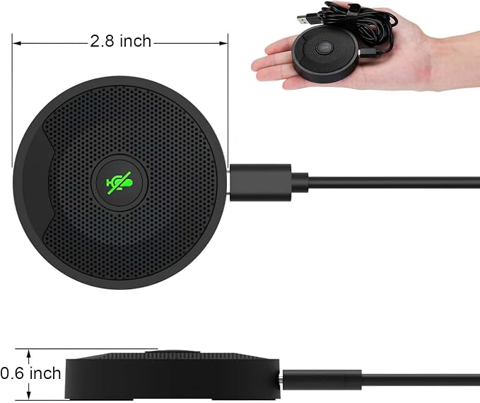 USB Microphone for PC, Computer Mic with Mute Button, Plug & Play | Noise Cancelling, 360° Omnidirectional Pickup, Conference Calls, Video Conference, Laptop, USB Connector,Table Mic - Image 2