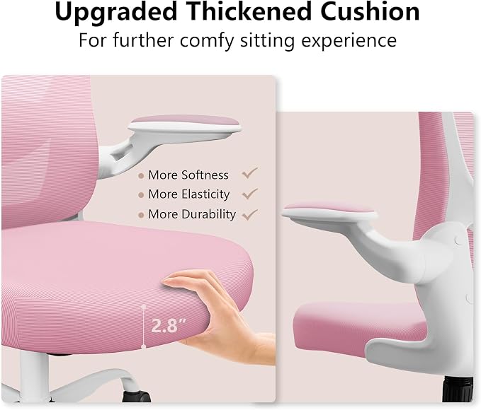 Ergonomic Office Chair, Comfort Swivel Home Office Task Chair, Breathable Mesh Desk Chair, Lumbar Support Computer Chair with Flip-up Arms and Adjustable Height - Image 3
