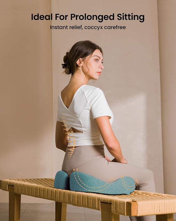 ProtoArc Seat Cushion, Office Chair Cushion for Sciatica, Mint Green | Coccyx Cushion, Ergonomic Memory Foam Seat Cushion for Car, Home, Pressure Relief Pad for Hip, Tailbone, All Day Comfort - Image 3