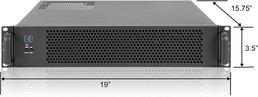 RackChoice Server case MicroATX/Mini-ITX 2U Rackmount Server Chassis max 7x3.5 Bay / USB3.0 with 2.0 Adapter Support ATX PSU Either top or Side Cooling Depth 15.7" - Image 6