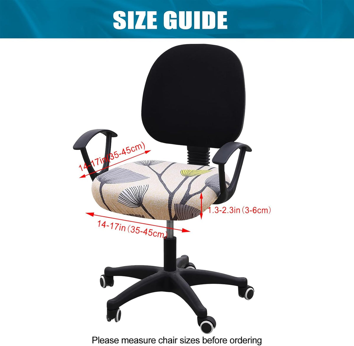 Smiry Stretch Printed Office Computer Desk Chair Seat Covers - Image 4