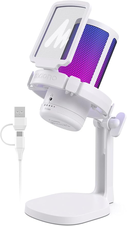 MAONO DGM20 USB Gaming Microphone for PC with Clear Voice & RGB Lighting | Noise Reduction, Tap-to-Mute, Gain Control and Plug & Play for Discord, Streaming, Podcasting, Chat and PS5/PS4 Gaming by MAONO