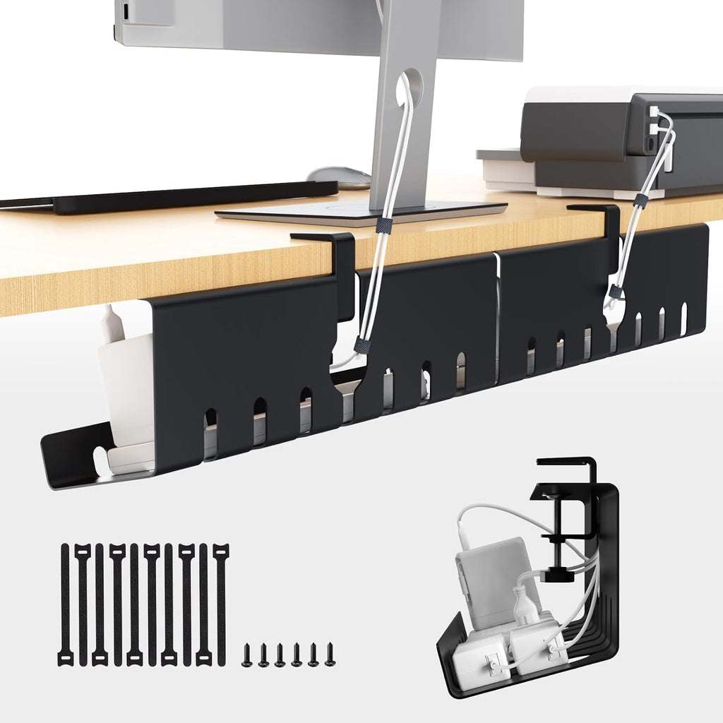 Under Desk Cable Management, Cord Management, Black, 17inch, 2 Set by Syeeiex