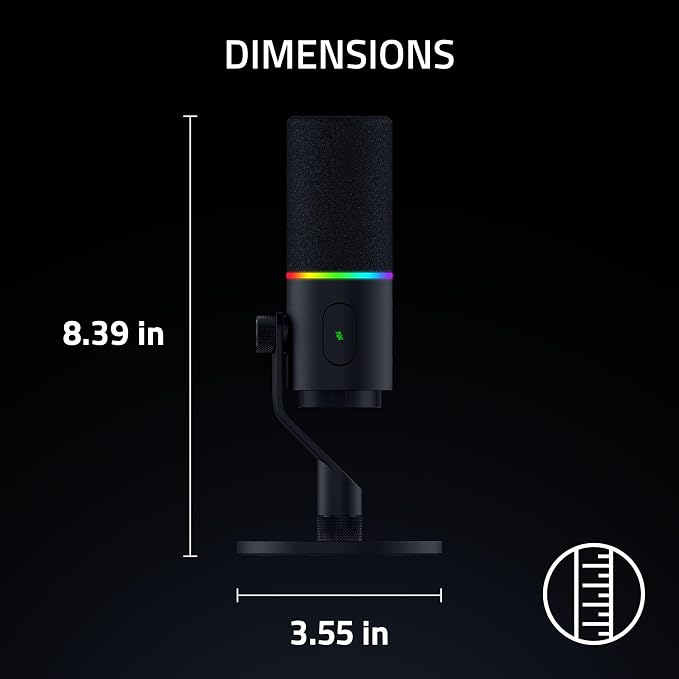 Razer Seiren V3 Pro Microphone, Dynamic USB Type C & XLR Mic, Black | 32-bit Float Support, Built-in Audio DSP, AI Noise Removal, Shock Absorber & Pop Filter, Chroma RGB Lighting Ring, Streaming - Image 8