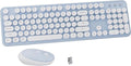 Colorful Wireless Keyboard and Mouse Combo Blue White | Full-Sized Office Keyboard with Typewriter Flexible Keys, 2.4GHz Dropout-Free Connection, Optical Mouse for PC Laptop by FCPLU