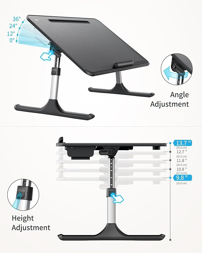 SAIJI Lap Desk for Bed, X-Large Foldable Laptop Table with Book Stand | Wrist Rest, Extra Leg Room for Sofa Couch Floor (Black) - Image 5