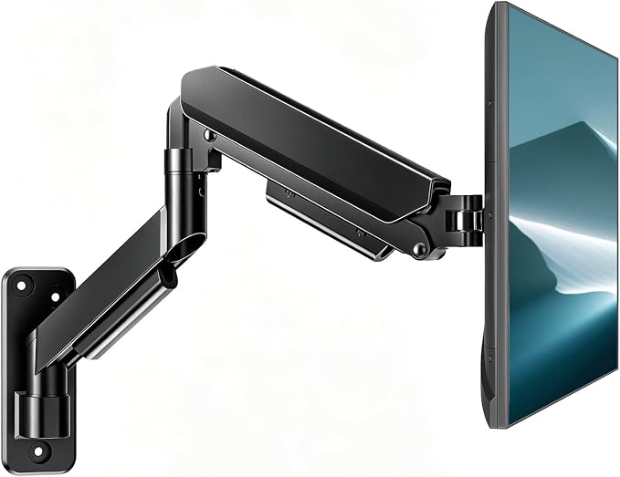 Single Monitor Wall Mount for 17 to 32 inch Flat/Curved Computer Screens,Full Motion Adjustable Mechanical Spring Monitor Wall Arm Holds Up to 22lbs,VESA Wall Mount 75x75/100x100, Black by 1