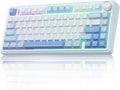 AULA F75 75% Wireless Mechanical Keyboard, Hot Swappable Creamy Keyboard, Pre-lubed Greywood Switches RGB Backlit Gaming Keyboards, 2.4GHz/Type-C/BT5.0(Salt White Blue) by AULA