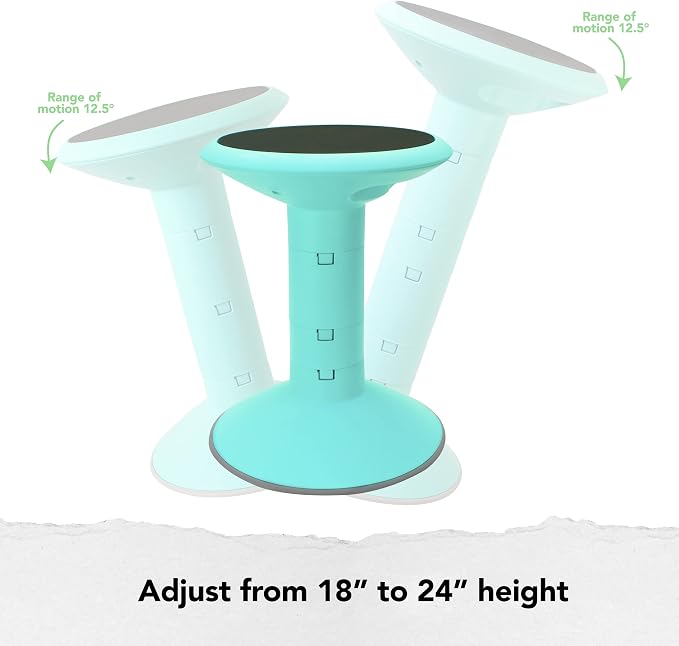 Storex Active Tilt Stool – Ergonomic Seating for Flexible Office Space and Standing Desks, Adjustable 12-24 Inch Height, Teal (00325U01C) - Image 4