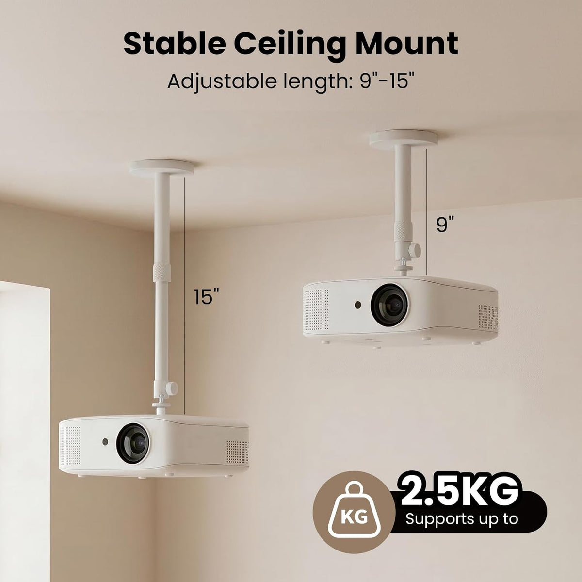 Mini Projector Ceiling Mount Holds up to 5.5 lb，Black - Image 2