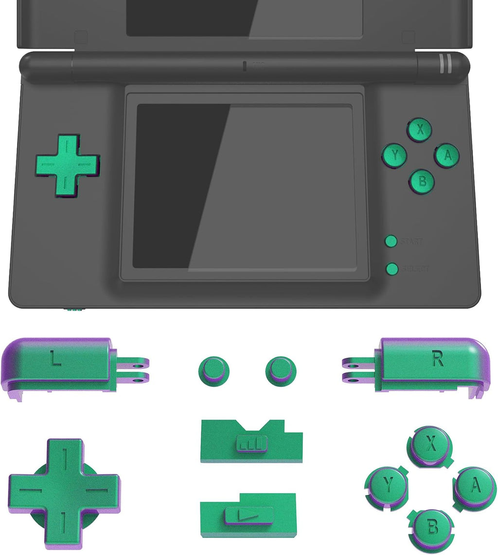 eXtremeRate Chameleon Green Purple Replacement Full Set Buttons for Nintendo DS Lite Handheld Console, Custom D-pad A B X Y Start Select R L Power Volume Keys for Nintendo DS Lite NDSL - No Console by eXtremeRate