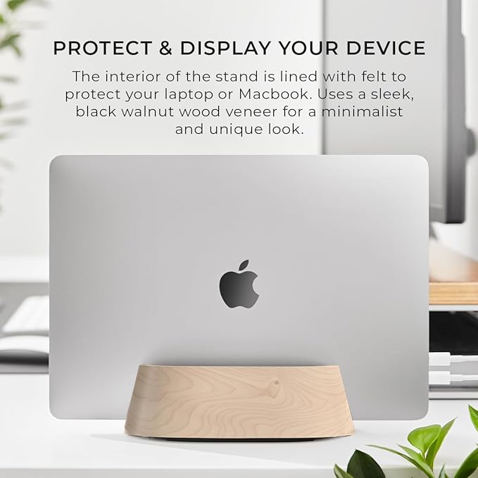 HumanCentric Vertical Laptop Stand in Maple Wood, Adjustable | Upright Adjustable Holder & Dock, Laptop Vertical Stand Fits MacBook Pro and Other Laptops .5" to 1.5", Clamshell Compatible - Image 4