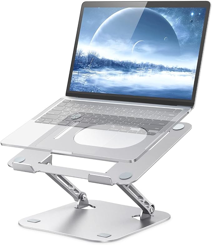 JOIOT Adjustable Aluminum Laptop Stand, Ergonomic Riser for 11-16" Laptops | Free Height Adjustable，Hollow Vent for Fast Cooling, Anti-Slip Silicone Pad, Foldable Portable for Home Office Travel by JOIOT