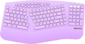 MEETION Wireless Ergonomic Keyboard, Split Design with Wrist Rest, Purple | Comfortable split keyboard with Bluetooth connection, rechargeable and wrist rest, ideal for home office and computer use by MEETION