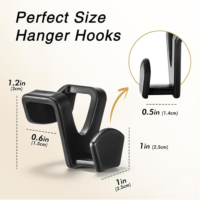 HOUSE DAY Space Saving Hanger Hooks 60 Pack, Clothes Hanger Connector Hooks | Black, Heavy Duty Hanger Hooks Space Saver, Premium College Dorm Room Essentials, Closet Organizers and Storage for Apartment - Image 7
